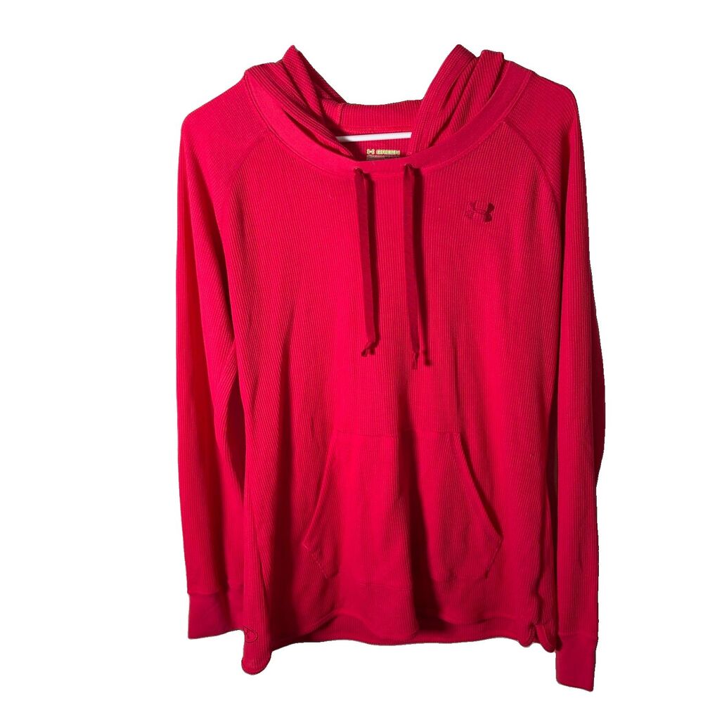 Under Armour Sweatshirt Women's Large Pink Thermal Semi Fitted Long Sleeve